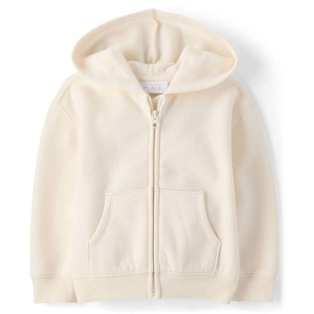 Toddler Girls' Active Garment-Dyed Fleece Zip Sweatshirt - White 3T